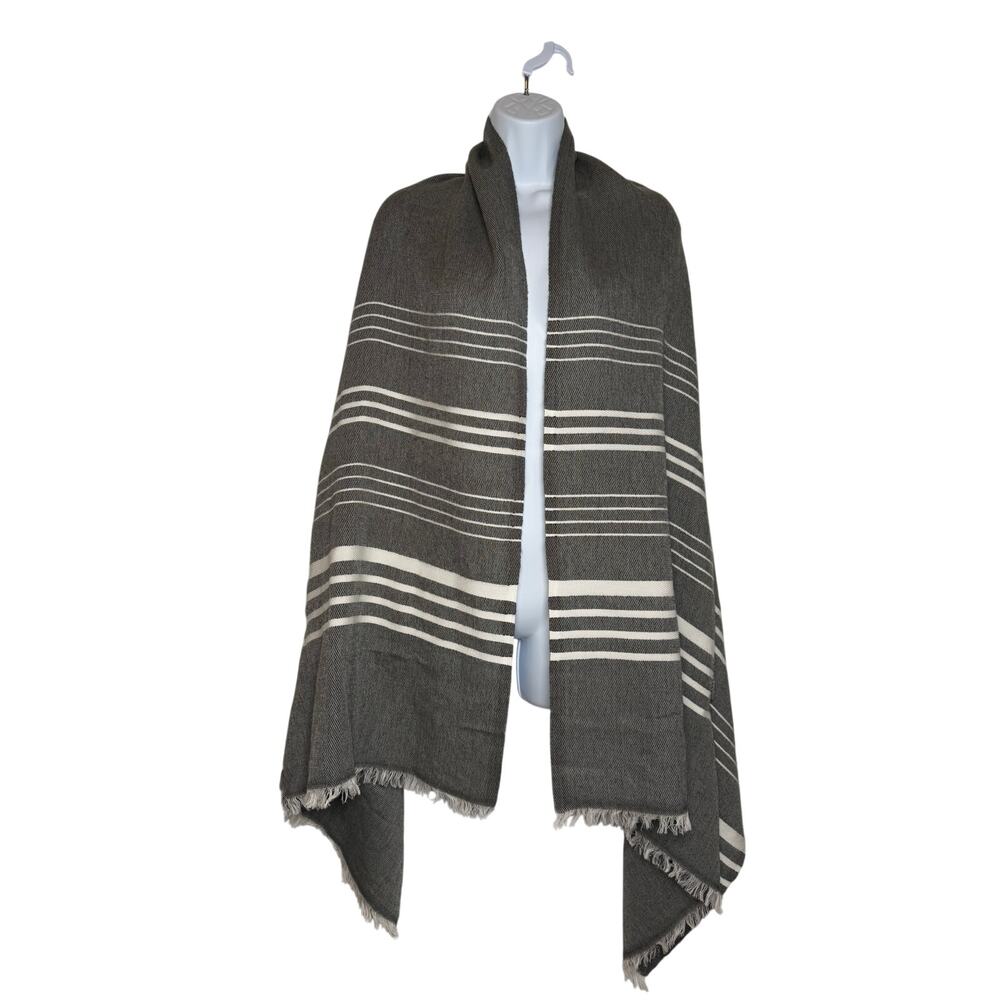 J. Crew Women’s Oversized Scarf Cape Poncho Gray and White New ONE SIZE